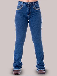 Calça Jeans Country Feminina Bordada Tradicional Texas Farm