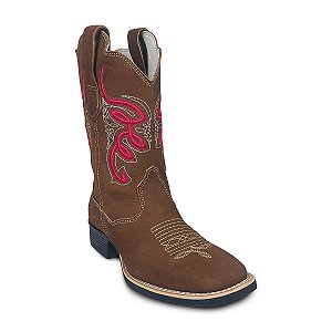 Bota Feminina Texana Bico Quadrado Solado Borracha Rodeio