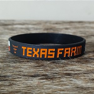 Pulseira Country Texas Farm Silicone Original Preto Laranja