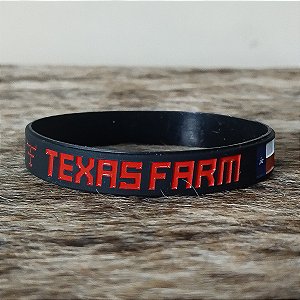 Pulseira Country Texas Farm Silicone Original Preto Vermelho