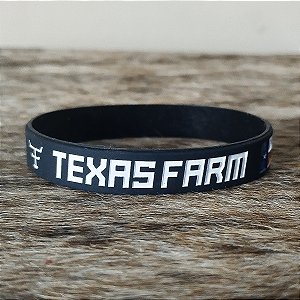 Pulseira Country Texas Farm Silicone Original Preto e Branco