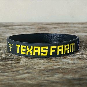 Pulseira Country Texas Farm Silicone Original Preto Amarelo