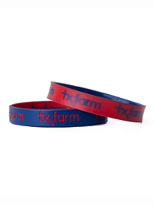 Pulseira Country Texas Farm Silicone Dupla Azul e Vermelho