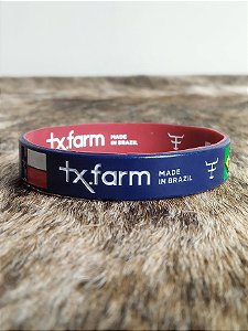 Pulseira Country Texas Farm Silicone Bandeira Azul Vermelha