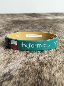 Pulseira Country Texas Farm Silicone Bandeira Verde Amarela