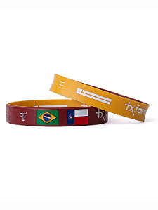 Pulseira Country Tx Farm Silicone Bandeira Vermelho Amarela