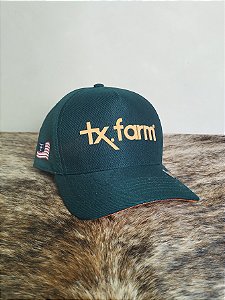 Boné Country Tx Farm Original Logo Escrito Verde e Amarelo