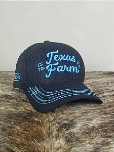 Boné Country Texas Farm Feminino Original Aba Curva Preto