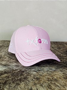 Boné Country Texas Farm Feminino Original Rosa Claro Flor