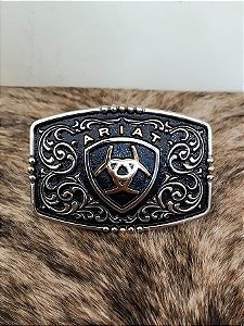 Fivela Ariat Country 11cm Western Rodeio Quadrado Logo Preto