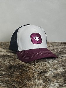 Boné Country Telinha Aba Torta Texanos Texas Branco Vinho
