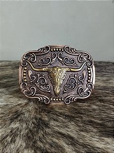 Fivela Long Horn Bronze com Adornos Master Country Cowboy
