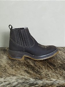 Botina Trabalho Couro Legítimo Solado Jump Cano Baixo Café