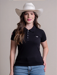 Camiseta Texas Farm Polo Feminina Original Premium Preto