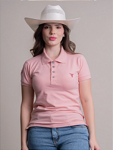 Camiseta Texas Farm Polo Feminina Original Agro Rosa Claro