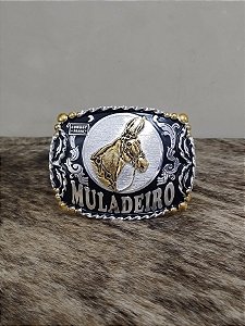 Fivela Muladeiro Cowboy Brand Master Country Prata e Preta