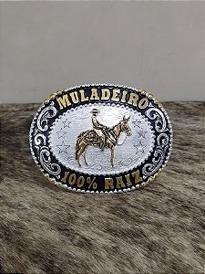 Fivela Muladeiro Cowboy Brand Master Country Prata Dourada