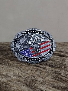 Fivela Country Master Vermelha Azul Western Bull Rider EUA