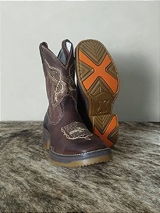 Bota Texana Masculina Couro Country Solado Jump Marrom