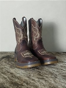 Bota Texana Masculina Couro Country Solado Jump Marrom