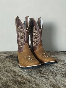 Bota Texana Feminina Couro Legítimo Cano Alto Bordada Agro