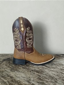 Bota Texana Feminina Couro Legítimo Cano Alto Bordada Agro