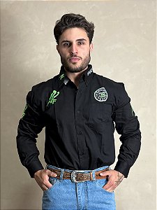 Camisão Masculina Radade Bordada Cowboy Manga Comprida Agro