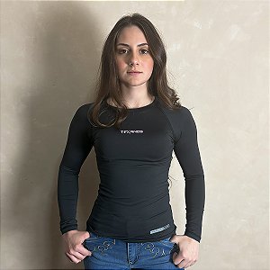 Camisa Feminina UV Country Manga Comprida Cowgirl Agro Preta