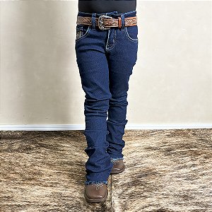 Calça Jeans Infantil Feminina Menina Bordada Country Flare