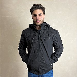 Jaqueta Bobojaco Masculina Forrada Estilosa Casaco Preto
