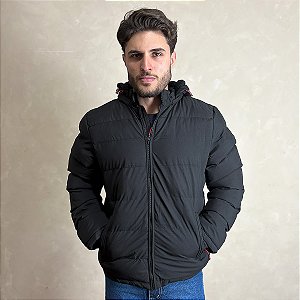 Jaqueta De Frio Intenso Casaco Forrado Estiloso Puffer Preto