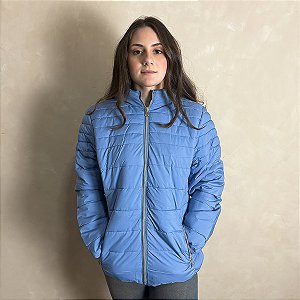 Jaqueta Feminina Puffer Nylon Casaco Bobojaco Premium Azul