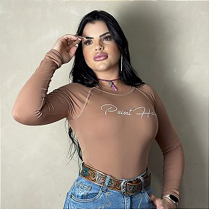 Camisa Country UV Feminina Térmica Premium Texana Marrom