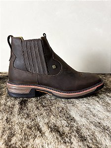 Botina Masculina Zebu Solado Work Couro Bico Quadrado