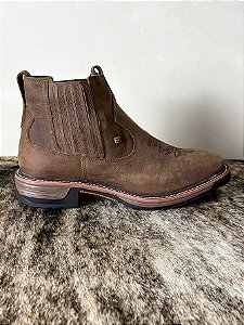 Botina Masculina Bico Quadrado Solado Work Couro Zebu