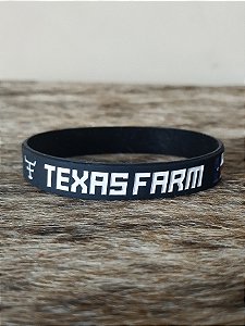 Pulseira Country Texas Farm Silicone Bandeira Preto Branco