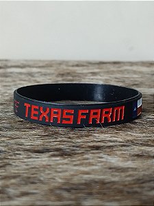 Pulseira Country Tx Farm Silicone Bandeira Preto Vermelho