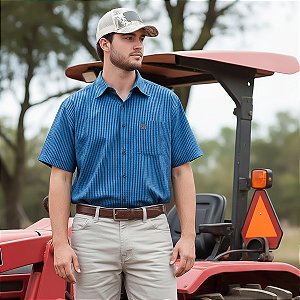 Camisa Xadrez Masculina Manga Curta 100% Algodão Paint Horse