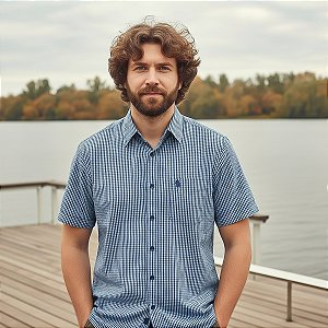 Camisa Masculina Manga Curta Xadrez Botão Quadriculada Tx