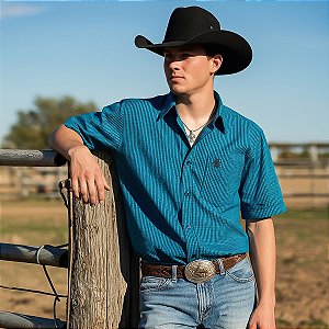 Camisa Country Xadrez Manga Curta Masculina Western Texas