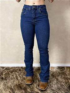 Calça Country Feminina Jeans Cintura Alta Barra Larga Texas