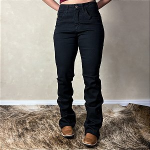 Calça Feminina Flare Jeans Brilho American Country Preta