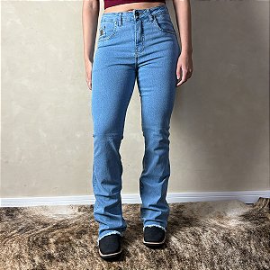Calça Jeans Feminina American Country Flare Barra Desfiada