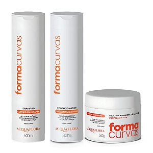 Kit Acquaflora Forma Curvas: Shampoo, Condicionador e Gelatina Ativadora Suave