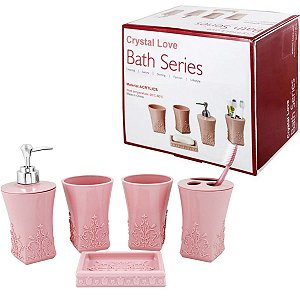 Kit Banheiro Jacki Design Kit Crystal Love Rosa Ayj17173