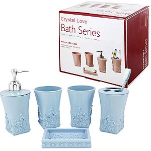 Kit Banheiro Jacki Design Kit Crystal Love Azul Ayj17173