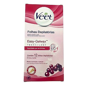 Folhas Depilatórias Veet Para Depilação Corporal Peles Normais A Secas C/12