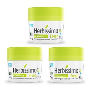 Kit 3 Desodorante Creme Herbissimo Fresh Antitranspirante 55g