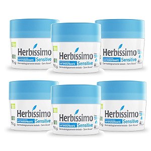Kit 6 Desodorante Creme Herbissimo Sensitive Antitranspirante 55g