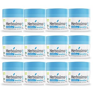 Kit 12 Desodorante Creme Herbissimo Sensitive Antitranspirante 55g